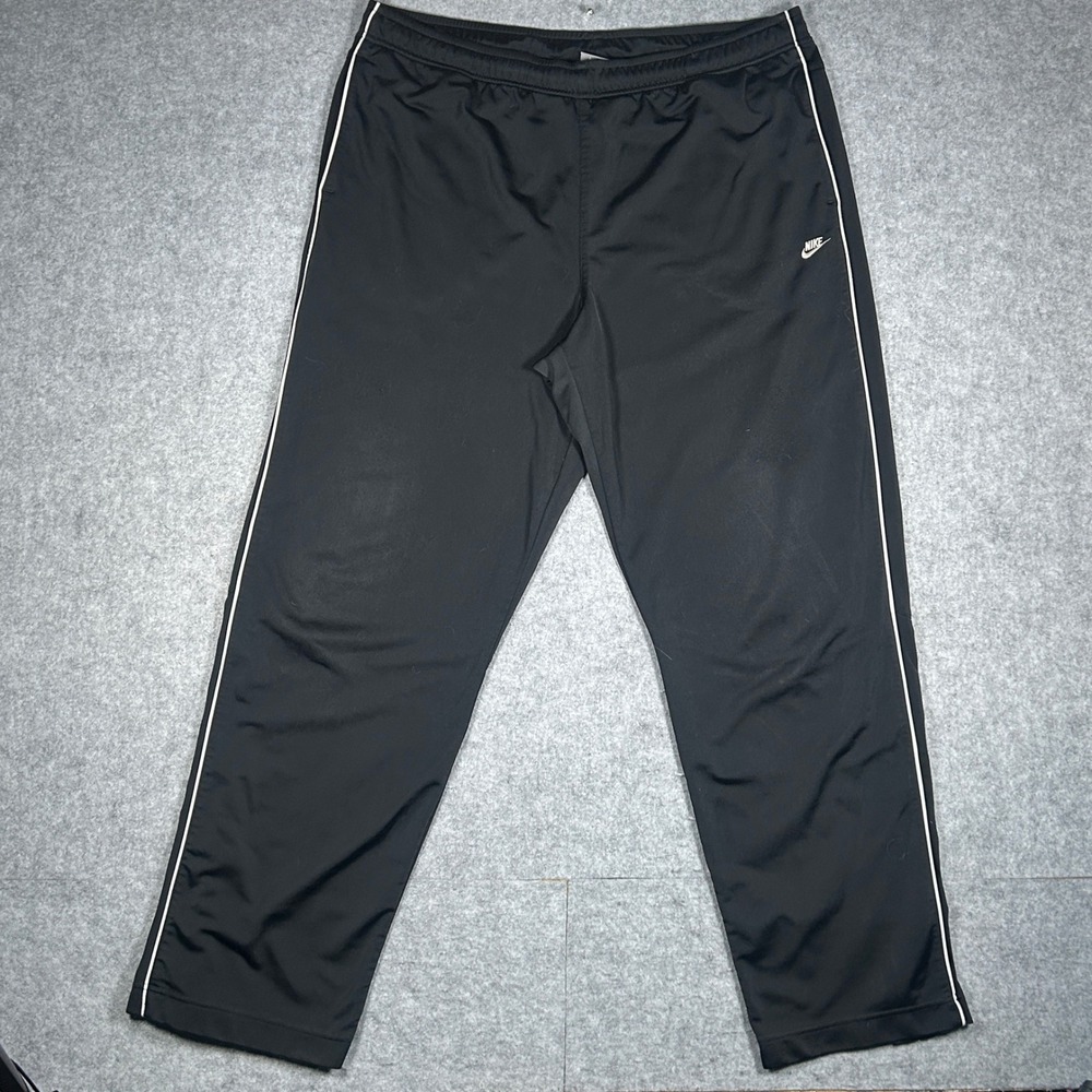 Nike Track Pants Mens XXL Black‎ White Stripe side swoosh logo ankle zip